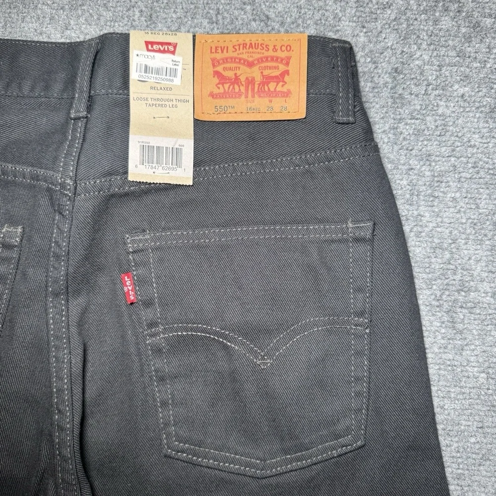 Levi's 550 Relaxed Fit Jeans 16 Reg 28x28 Black Denim Mid Rise NEW NWT